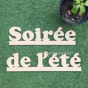Décoration mots en bois Soirée de l'été
