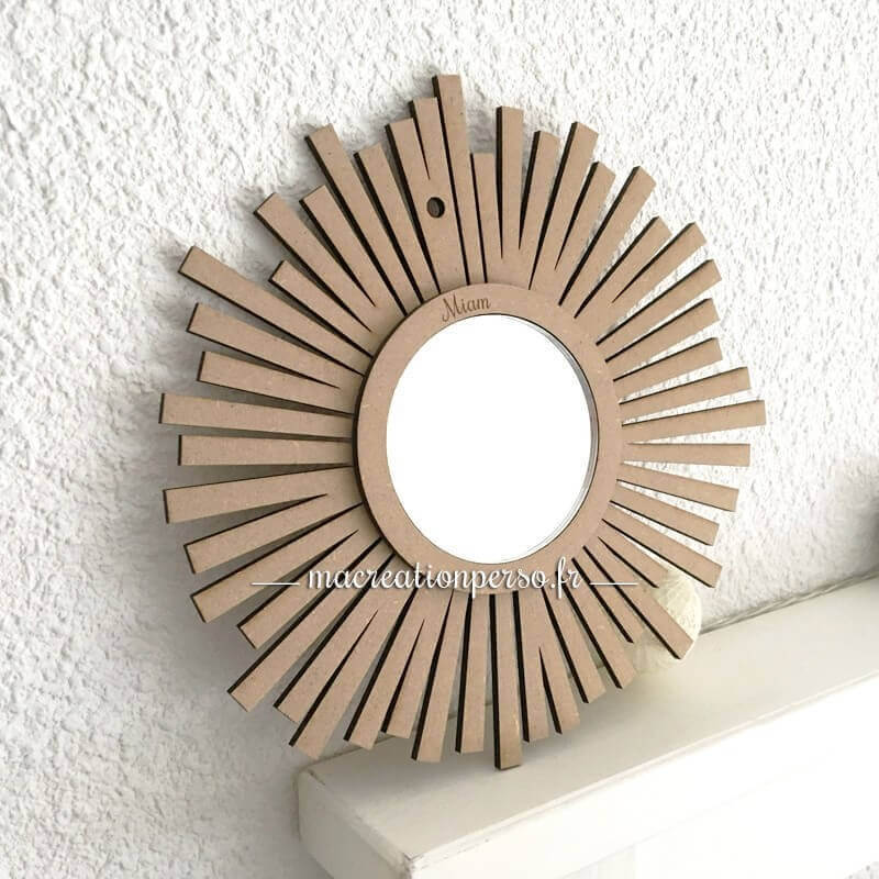 Miroir rond personnalisable en bois made in France