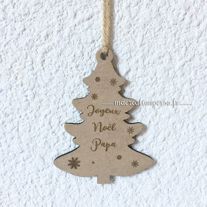 Décoration artisanale sapin de Noël Prénom personnalisé - Joyeux Noël