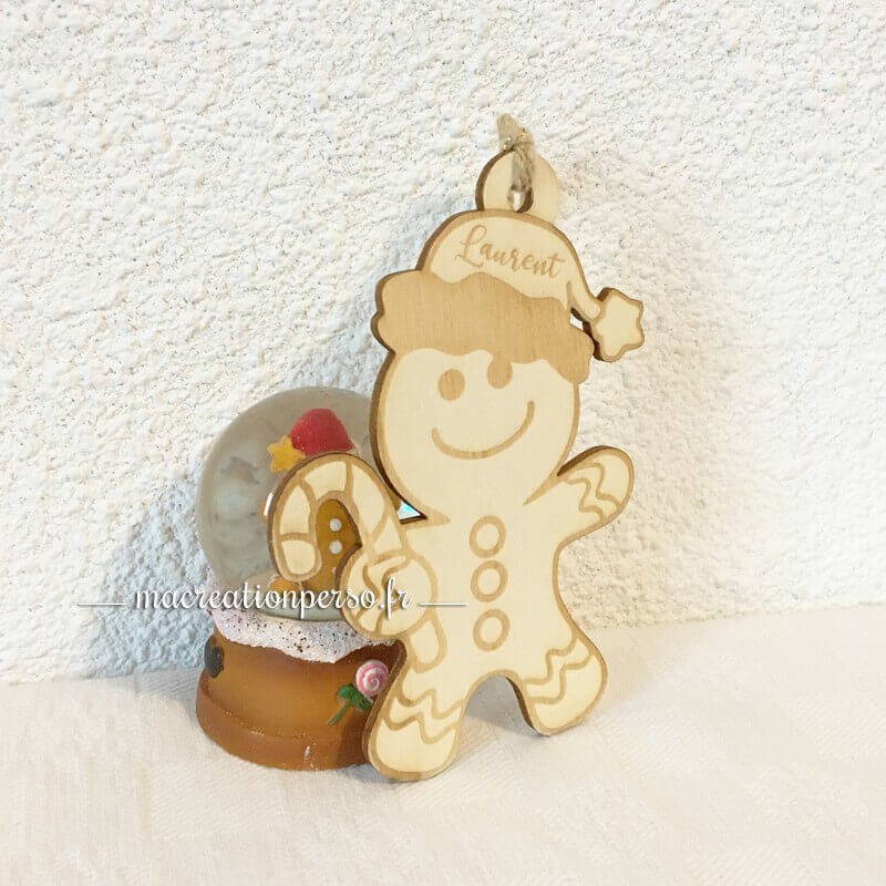 Décoration bonhomme pain d'épice personnalisé avec Prénom Laurent gingerbread