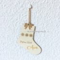 Déco botte de Noël personnalisée en bois clair prénom Ava