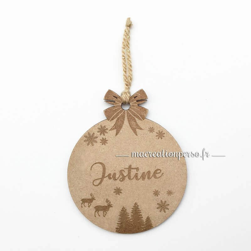 Boule de noël à personnaliser thème sapin et renne de noël - ma creation perso