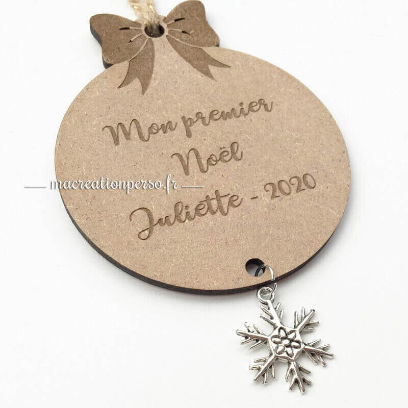 Boule de noël à personnaliser avec breloque flocon de neige- ma creation perso