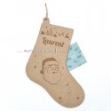Chaussette de Noël artisanale personnalisable en bois prénom Laurent