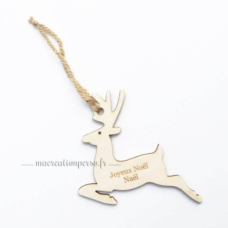 Renne de Noël en bois clair à personnaliser 
