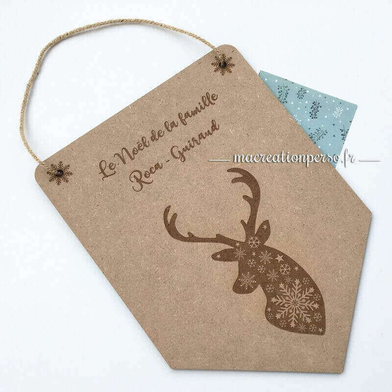 Déco murale fanion Cerf de noël personnalisable 