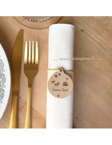 Rond de serviette gravé personnalisé thème Noel