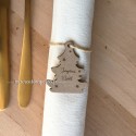 Lot de 6 ronds de serviettes de noël personnalisés en bois style boule de noël