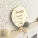 Ballon de naissance en bois clair personnalisé 