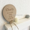 Ballon de naissance avec marquage gravure laser sur bois 