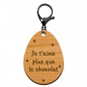 Porte-clé en bois - Édition Limitée - Oeuf de Pâques mousqueton noir