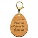 Porte-clé personnalisable en bois - Édition Limitée - Oeuf de Pâques mousqueton doré