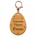Porte clé en bois - Édition Limitée - Oeuf de Pâques mousqueton rose