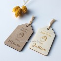 Etiquette gravée en bois pour cadeau de Noël avec prénom 