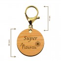 Dimensions porte-clé en bois - Super Nounou personnalisé