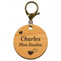 Porte-clé cadeau de Saint-Valentin en bois mousqueton vieil or 