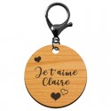 Porte-clef cadeau de Saint-Valentin en bois mousqueton noir 
