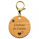 Porte-cléfs cadeau de Saint-Valentin en bois mousqueton doré 