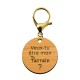 Porte-clé personnalisable en bois Parrain de taille 45 mm avec mousqueton de couleur or