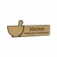Badge en bois personnalisé prénom Marion préparatreur en pharmacie