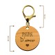 Dimensions porte-clé en bois - Papa d'amour avec mousqueton or