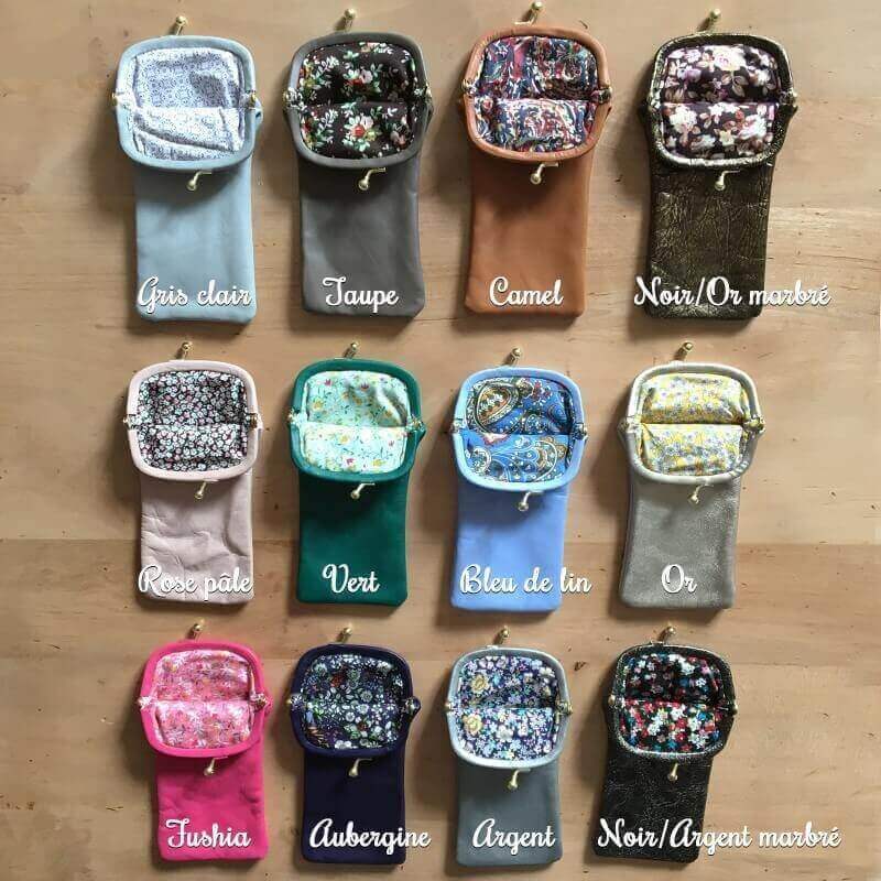 Douze modèles couleurs des étuis à lunettes en cuir