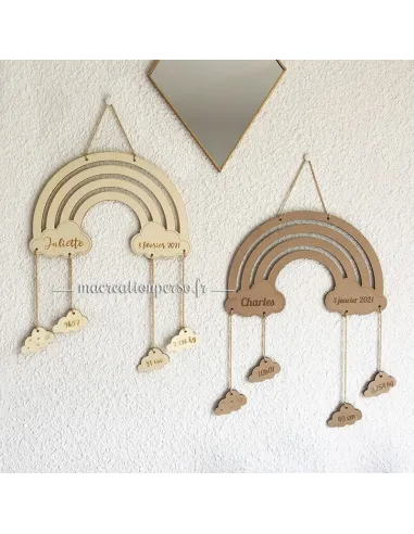 Déco thème nuage personnalisable avec informations de naissance