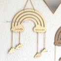Cadeau de naissance personnnalisé en bois Arc-en-ciel et nuage 