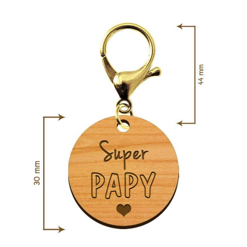 Tailles Porte-clé en bois - Super Mamie - Super Papy