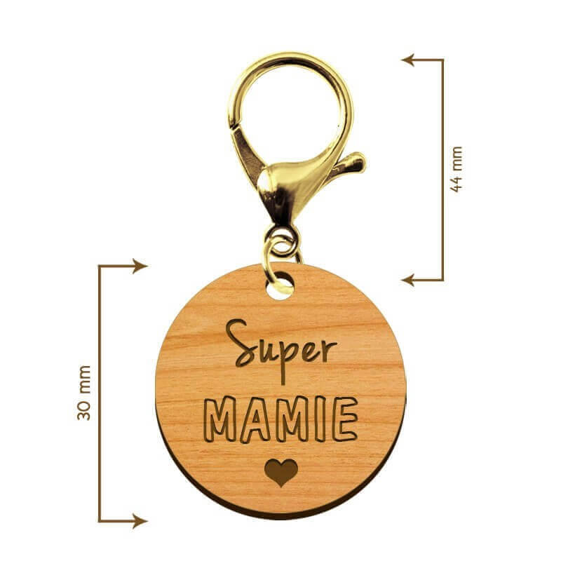 Dimensions Porte-clé en bois - Super Mamie