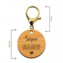 Dimensions Porte-clé en bois - Super Mamie