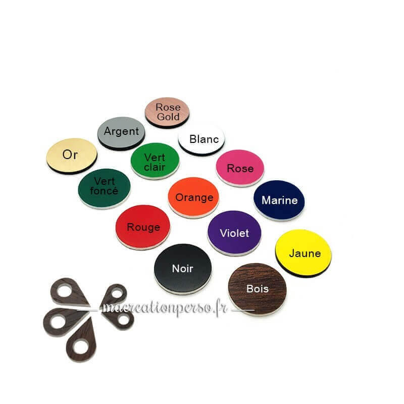 Différents coloris disponibles de repères pour la carte en bois