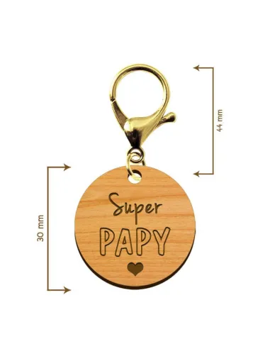 Dimensions porte-clé en bois - Super Papy
