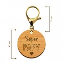 Dimensions porte-clé en bois - Super Papy