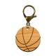 Porte-clé en bois - Ballon de basket personnalisé mousqueton bronze