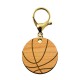 Porte-clé en bois - Ballon de basket mousqueton doré