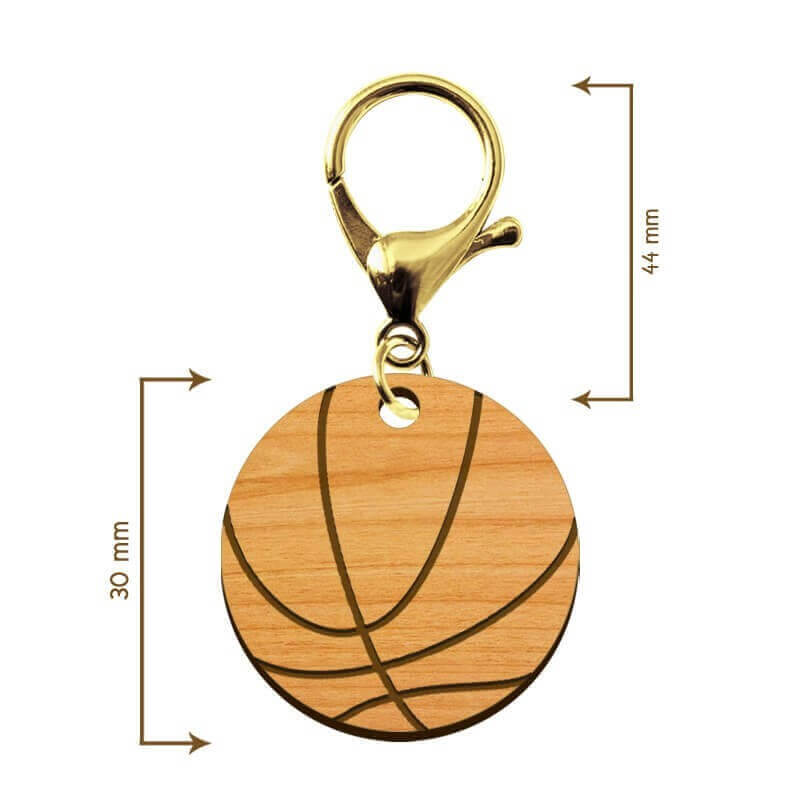 Dimensions porte-clé en bois - Ballon de basket personnalisé