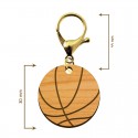 Dimensions porte-clé en bois - Ballon de basket personnalisé
