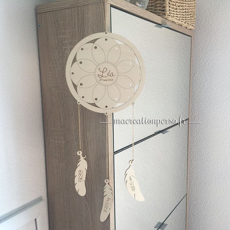 Attrape-rêves prénom en bois gravé