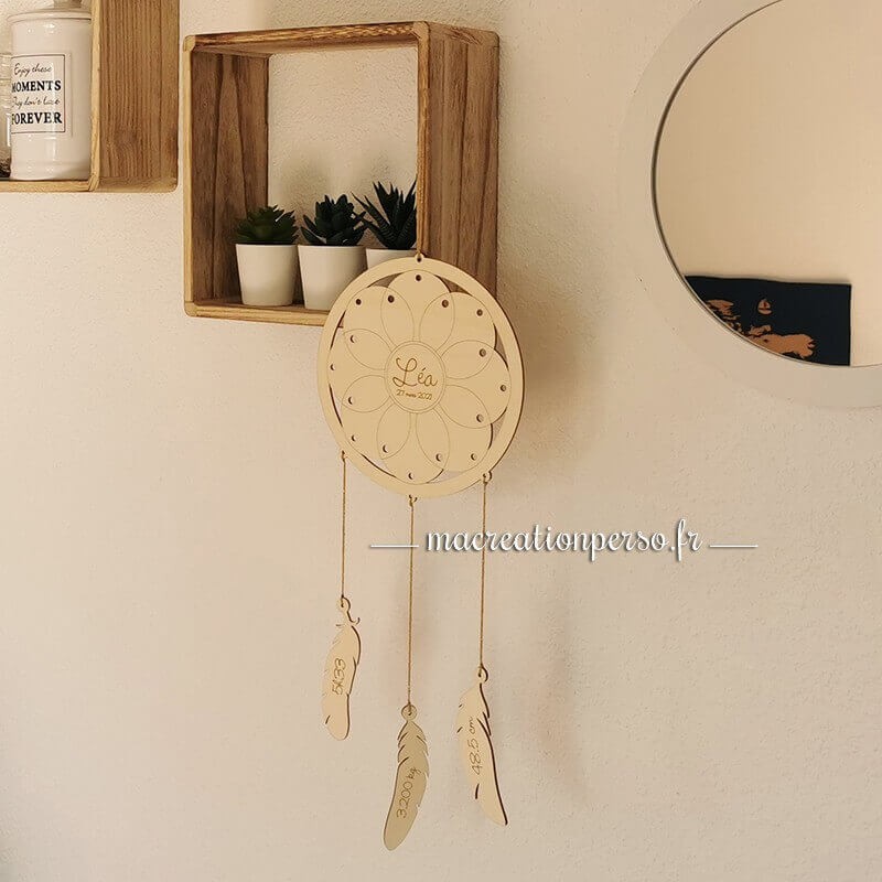 Supension murale Attrape rêves en bois personnalisable