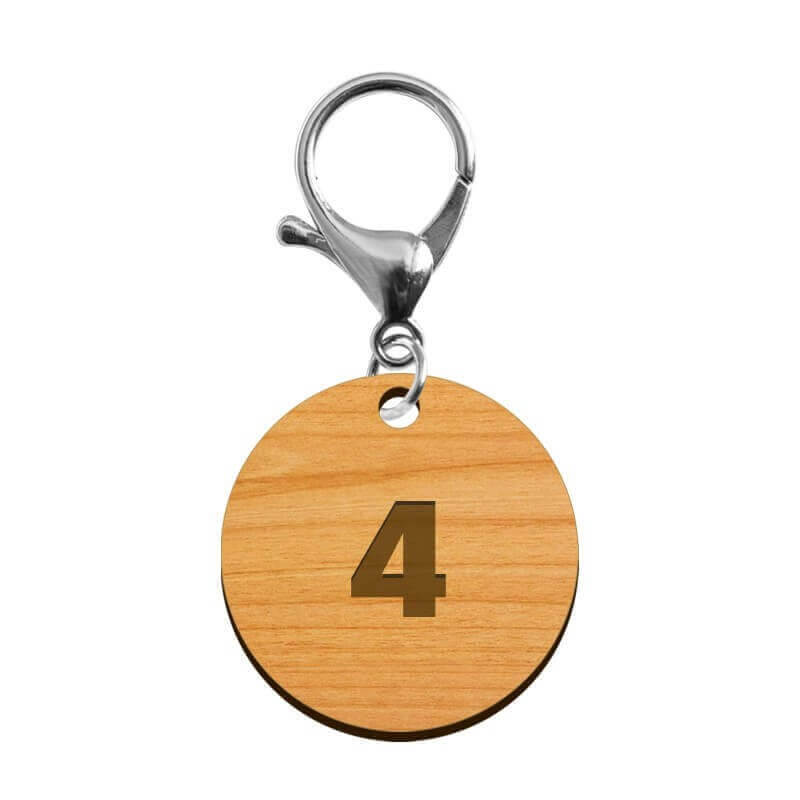 Porte-clé en bois - Ballon de basket numéro 4 mousqueton argenté