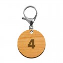 Porte-clé en bois - Ballon de basket numéro 4 mousqueton argenté