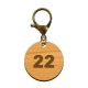 Porte-clé en bois numéro 22 - Ballon de basket mousqueton vieil or 