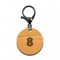Porte-clé en bois - Ballon de basket mousqueton noir