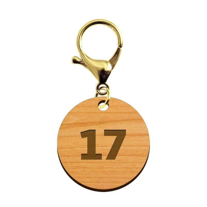 Porte-clé en bois - Ballon de basket mousqueton doré
