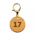Porte-clé en bois - Ballon de basket mousqueton doré