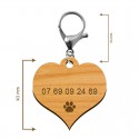 Dimensions médaille coeur personnalisé en bois - 40 x 37 mm