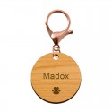 Médaille pour chien en bois mousqueton rose