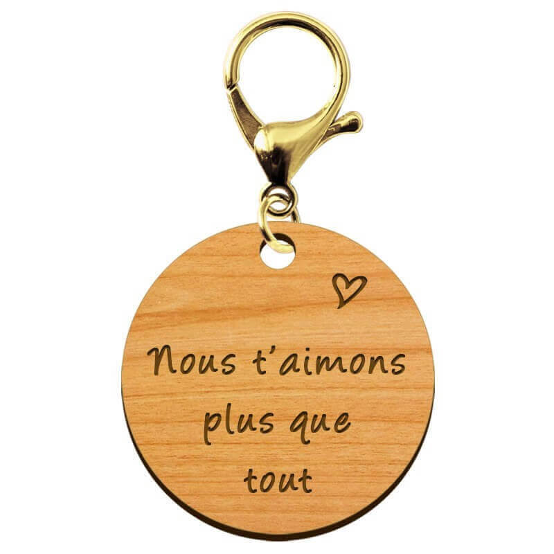 Porte-clé personnalisable en bois - Meilleure Maman du monde" mousqueton doré