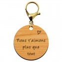 Porte-clé personnalisable en bois - Meilleure Maman du monde" mousqueton doré